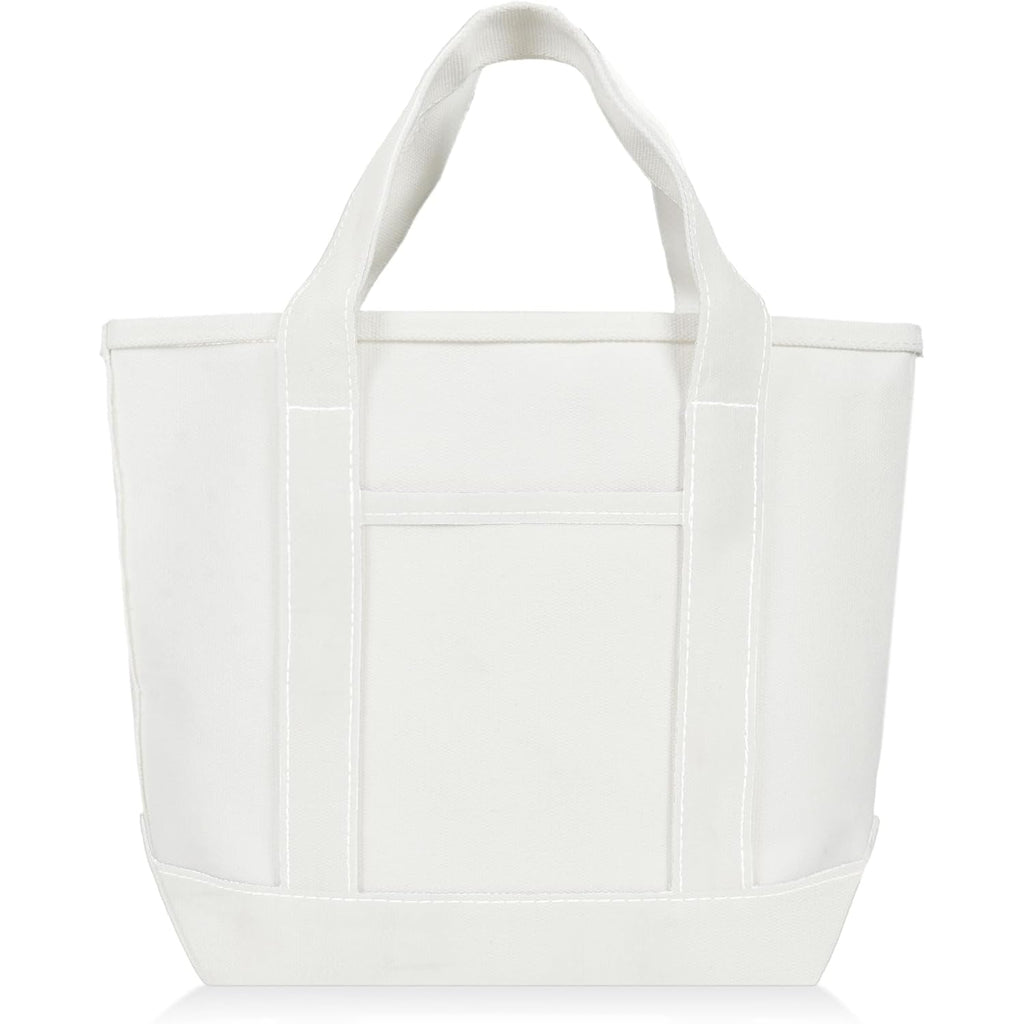 DALIX 14" Mini Small Cotton Canvas Party Favor Wedding Gift Tote Bag in White