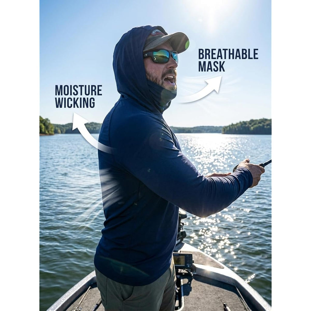 3-Pack Men'S Sun Protection Hoodie With Face Mask - Upf 50+ Long Sleeve Work Shirts Quick Dry Outdoor Work