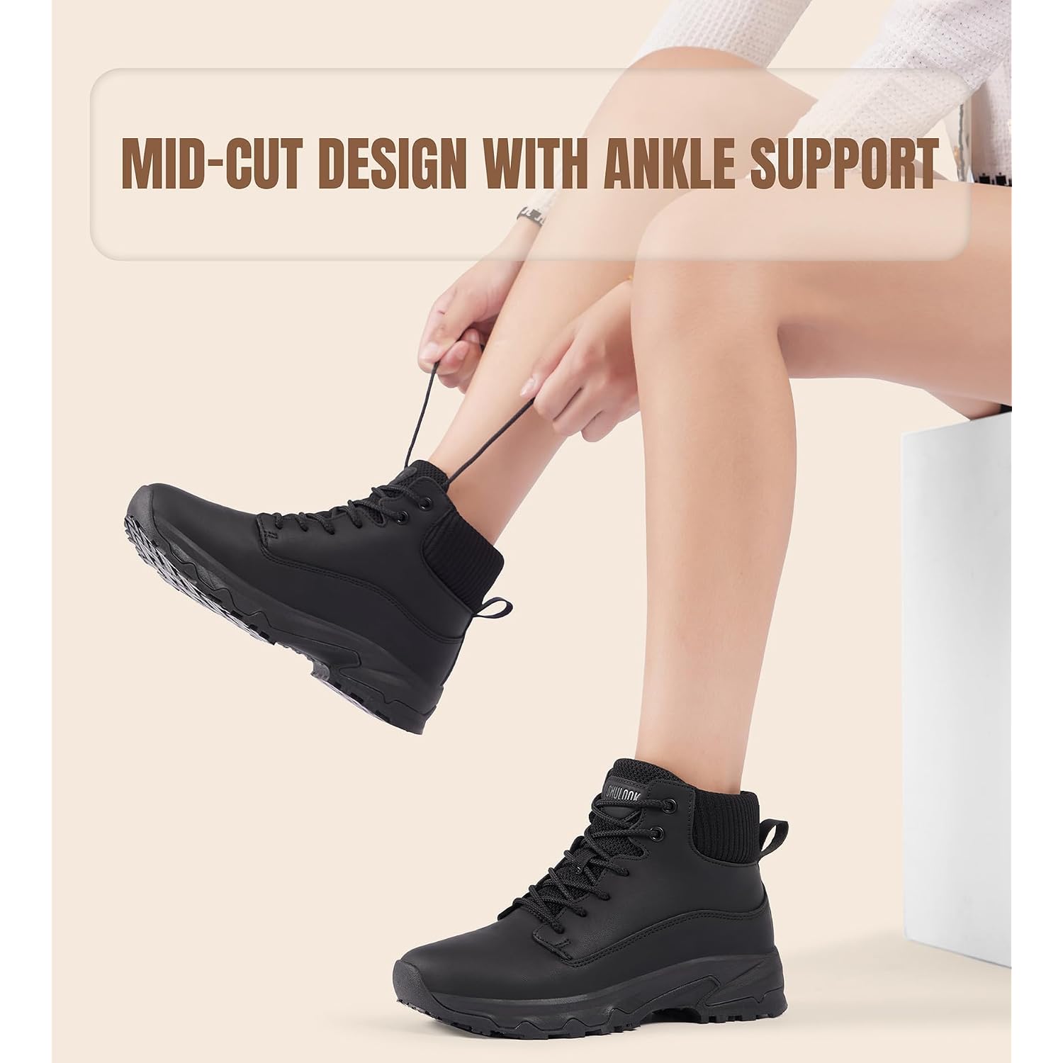 Non Slip Work Boots For Women Slip-Resistant Shoes Waterproof Food Service Chef Kitchen Restaurant Working Casual Comfortable Ankle Boot Outdoor Walking Booties Sneakers