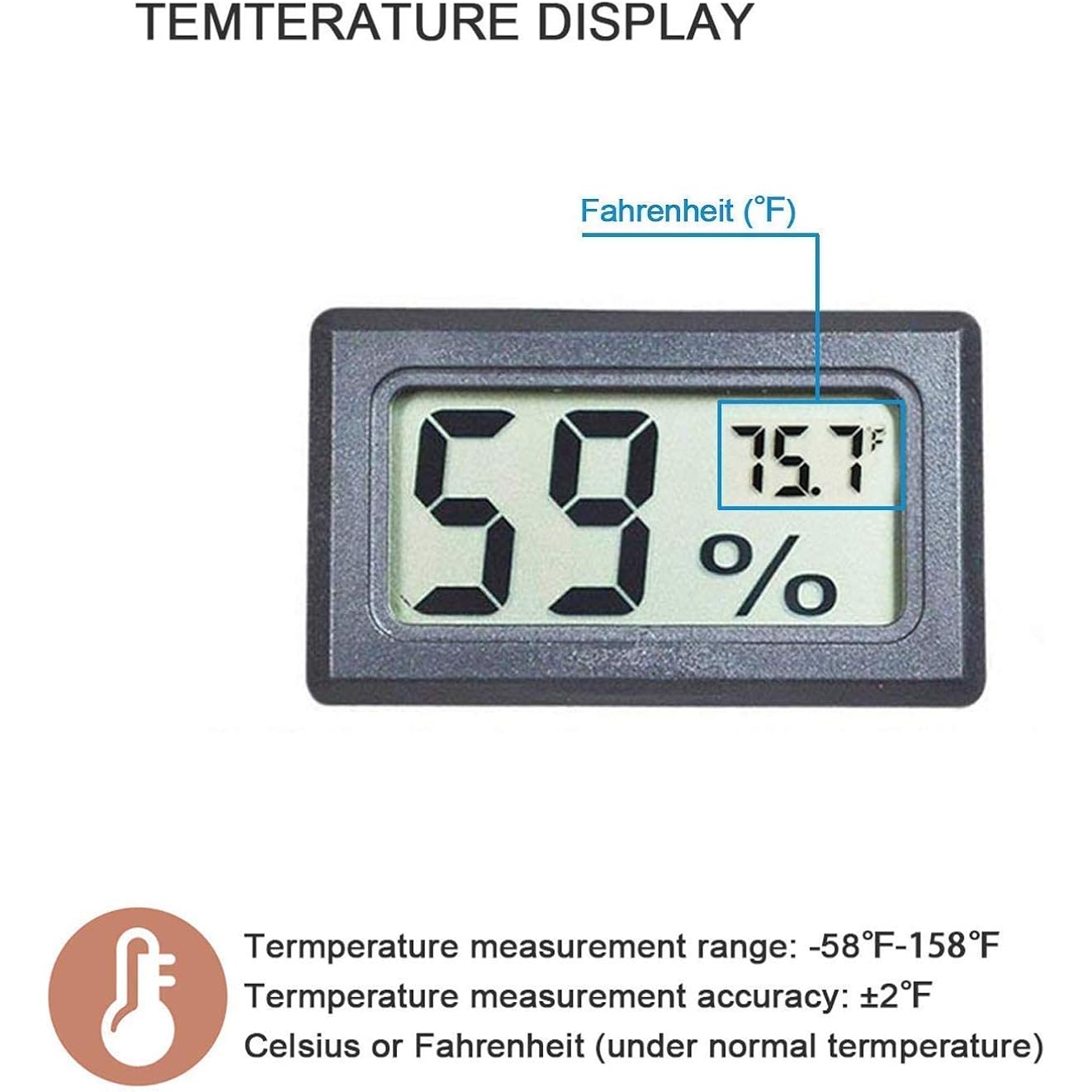 4-Pack Mini Digital Temperature Humidity Meters Gauge Indoor Thermometer Hygrometer Lcd Display Fahrenheit (℉) For Reptile Tank,Jars,Guitar Case,Greenhouse, Garden, Cellar, Fridge, Closet