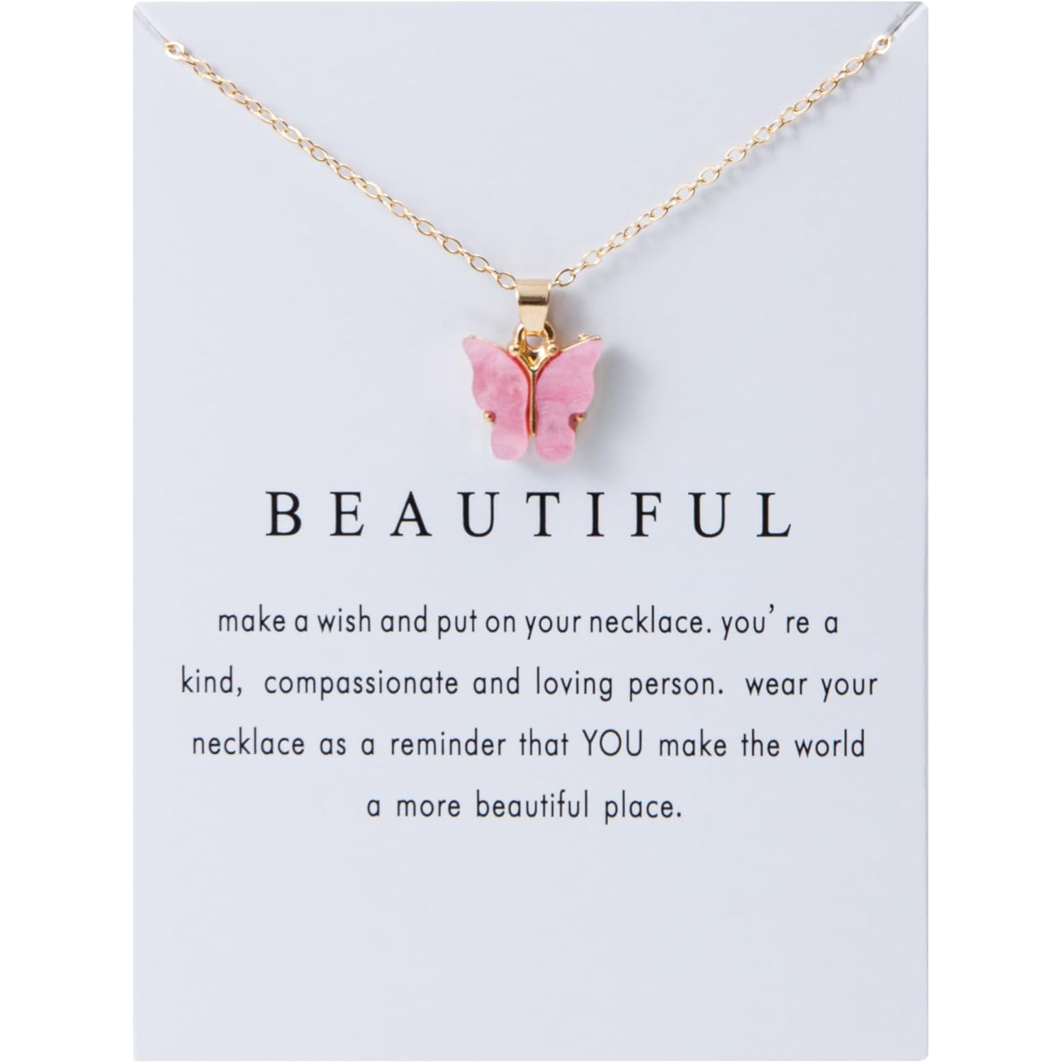 LOTSOF 18 Piece Butterfly Pendant Necklace Set, Colorful Acrylic Chain Necklaces for Women, Bohemian Jewelry Gift