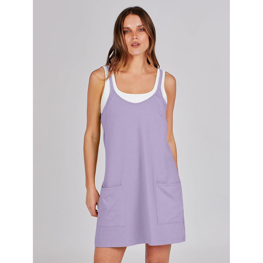 Anrabess Women Athletic Dress Summer Tennis Workout Active Sports Mini Romper Dress Built In Shorts Travel Vacation Clothes
