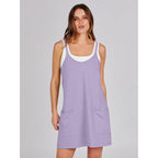 Anrabess Women Athletic Dress Summer Tennis Workout Active Sports Mini Romper Dress Built In Shorts Travel Vacation Clothes