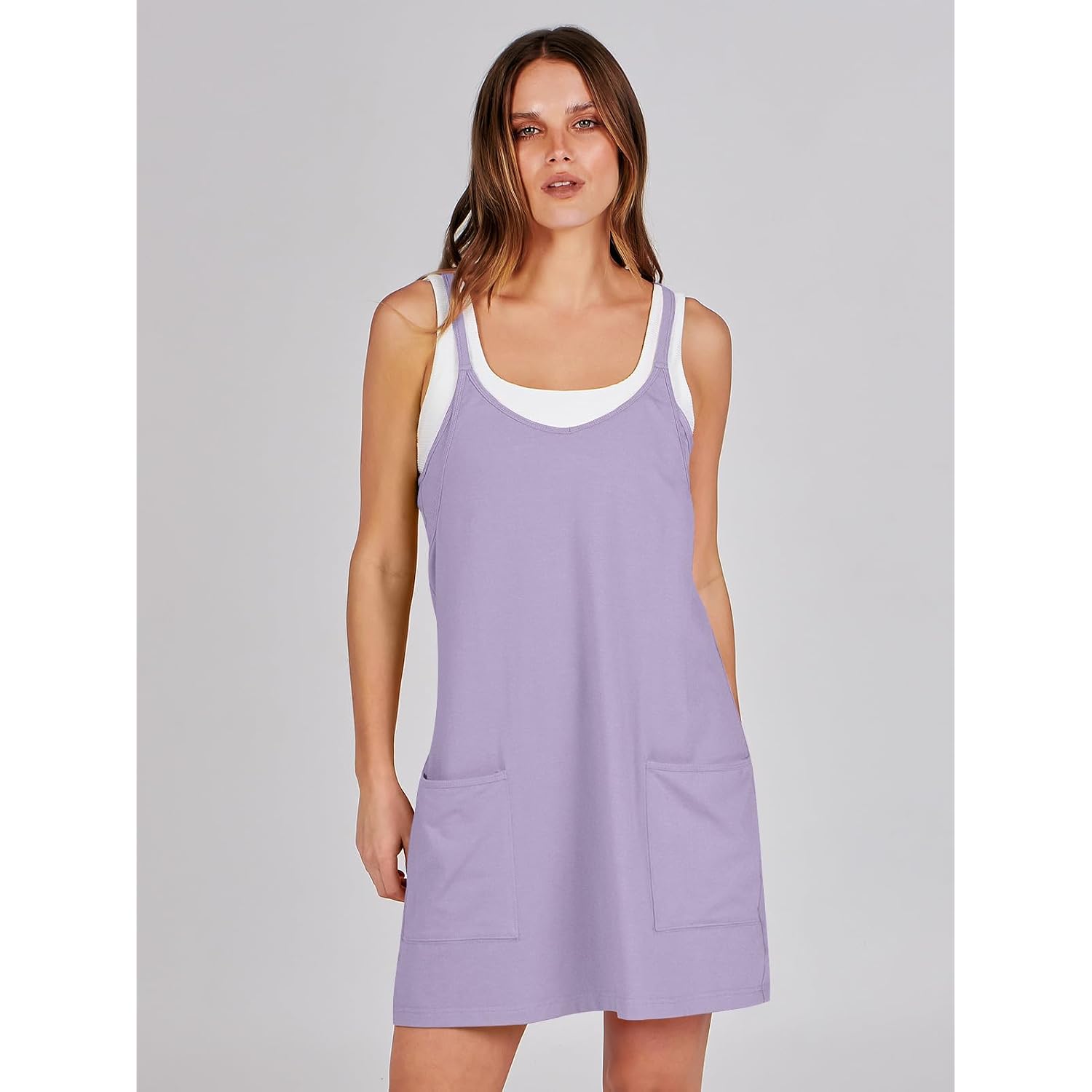 Anrabess Women Athletic Dress Summer Tennis Workout Active Sports Mini Romper Dress Built In Shorts Travel Vacation Clothes