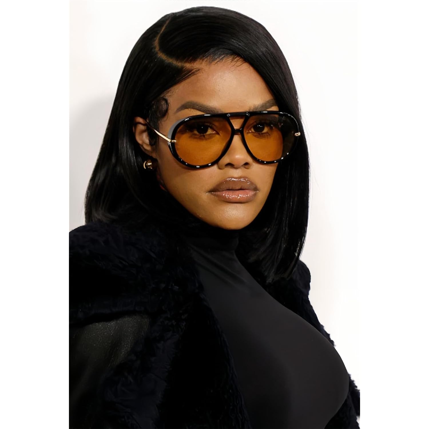 GUVIVI Retro Gold Aviator Sunglasses for Women Men, 2026 Metal Oversized 70s Aviators Black Vacation Beach Sun Glasses