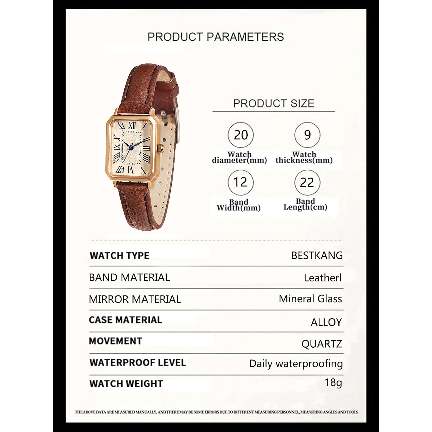 Bestkang Leather Strap Watches For Women Elegant Dainty Ladies Watch Vintage Rectangle Women Quartz Wrist Watch