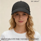 huablo]UPF 50+Womens Sun Hat UV Protection Hiking Fishing Hats Wide Brim Hat Adjustable Ponytail Packable Sun Cap Black