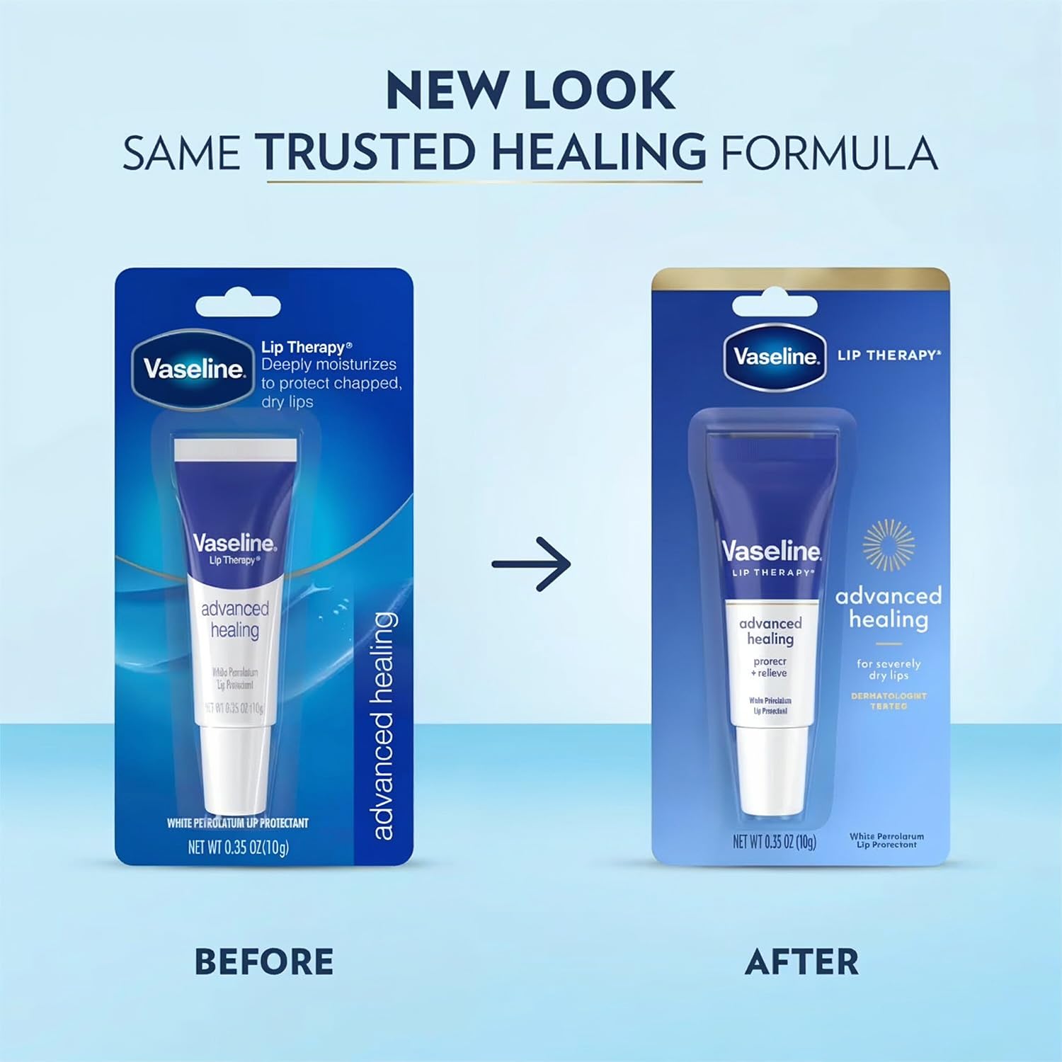 Vaseline Lip Therapy Advanced Healing 3-Pack – White Petroleum Moisturizing Lip Balm For Extremely Dry Lips, 0.35 Oz Ea