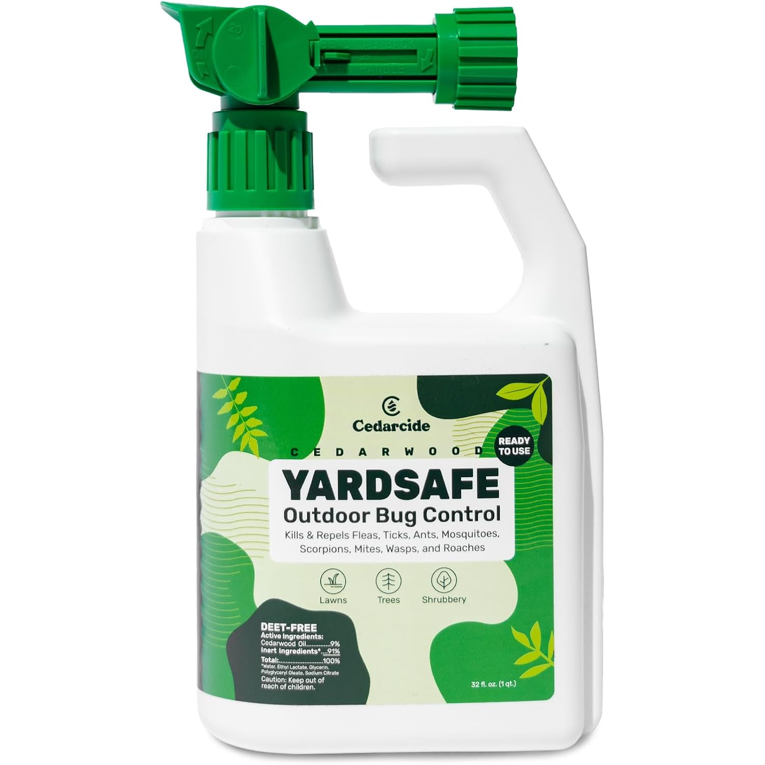 Cedarcide Yardsafe | Kills & Repels Mosquitoes, Ticks, Fleas, Mites & More With Natural Essential Oils | Family & Pet-Safe | Eco-Friendly | 1 Quart (32 Oz.)