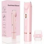 Mpotmiy New 2-in-1 Electric Bikini Trimmer for Women - Dual Head Electric Razor,Waterproof Painless Bikini Shaver, Pubic Hair Trimmer for Private Area & Body Hair,Gifts for Women,Pink