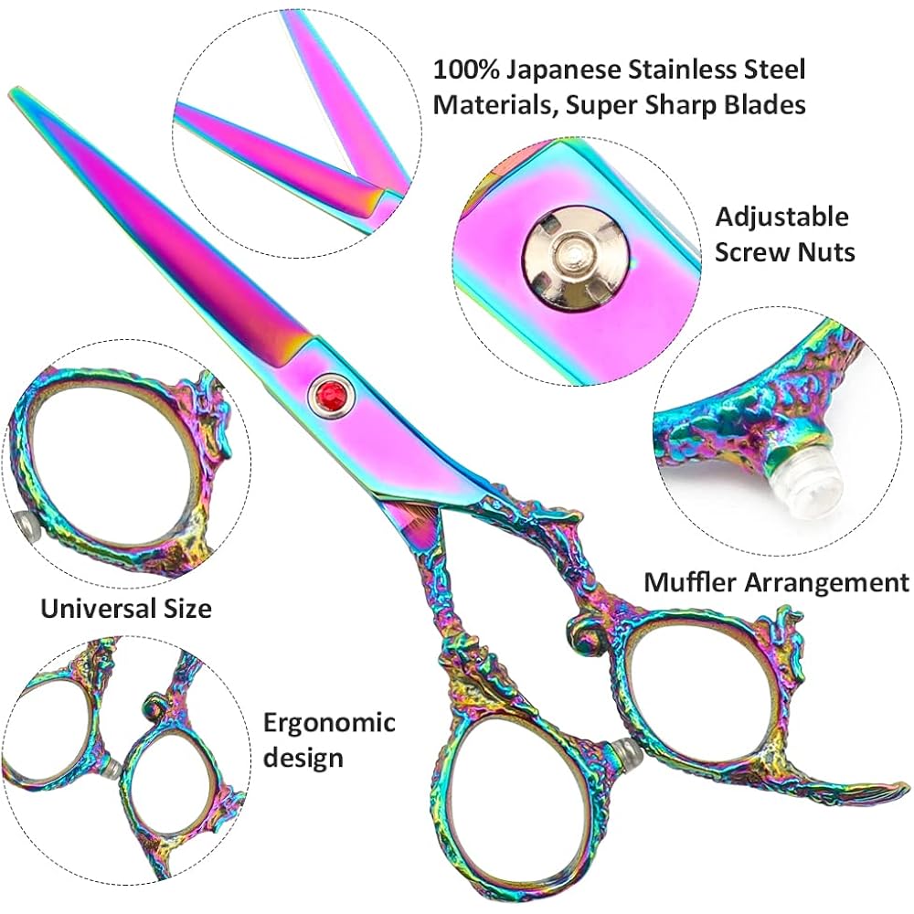 Professional Hair Cutting Scissors Sets Multifunctional Thinning Scissors Straight Shears Tools Stainless Steel Salon Barber Hairdressing Scissors For Men Women Home Use