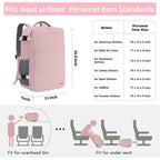 Taygeer Travel Backpack For Women, Tsa Carry On Backpack Flight Approved | 15.6Inch Laptop Mochila With Water Bottle Pocket & Shoe Pouch, Nurse Bag Casual Daypack For Weekender Business Hiking, Pink
