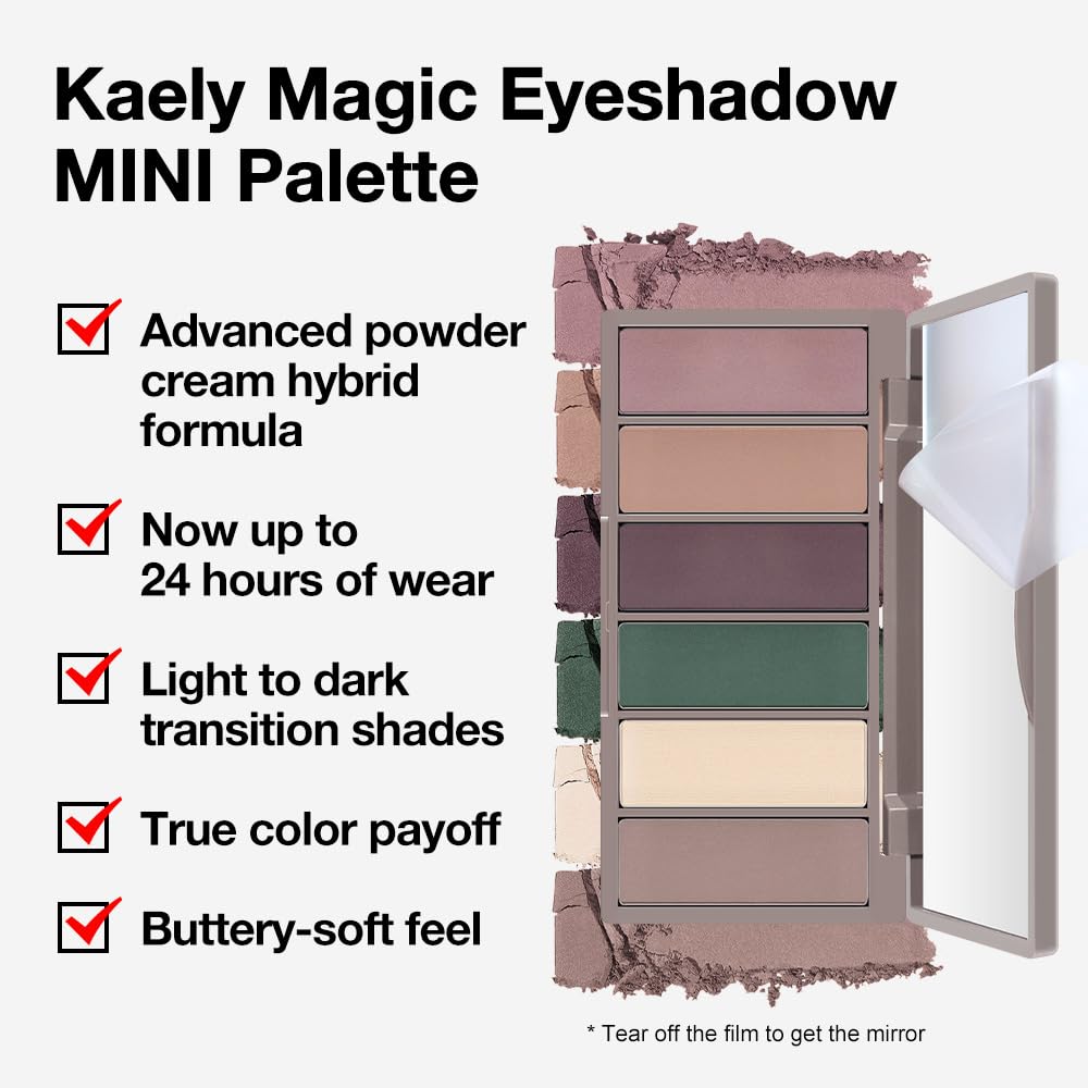 evpct 6 Colors Mauve Eyeshadow Palette Matte, Mauve Taupe Rosy Brown Eggplant Purple Forest Green Vanilla Nude Brown High Pigment Mini Travel Eye Shadow Palette Makeup for Older Women, Built in Mirror