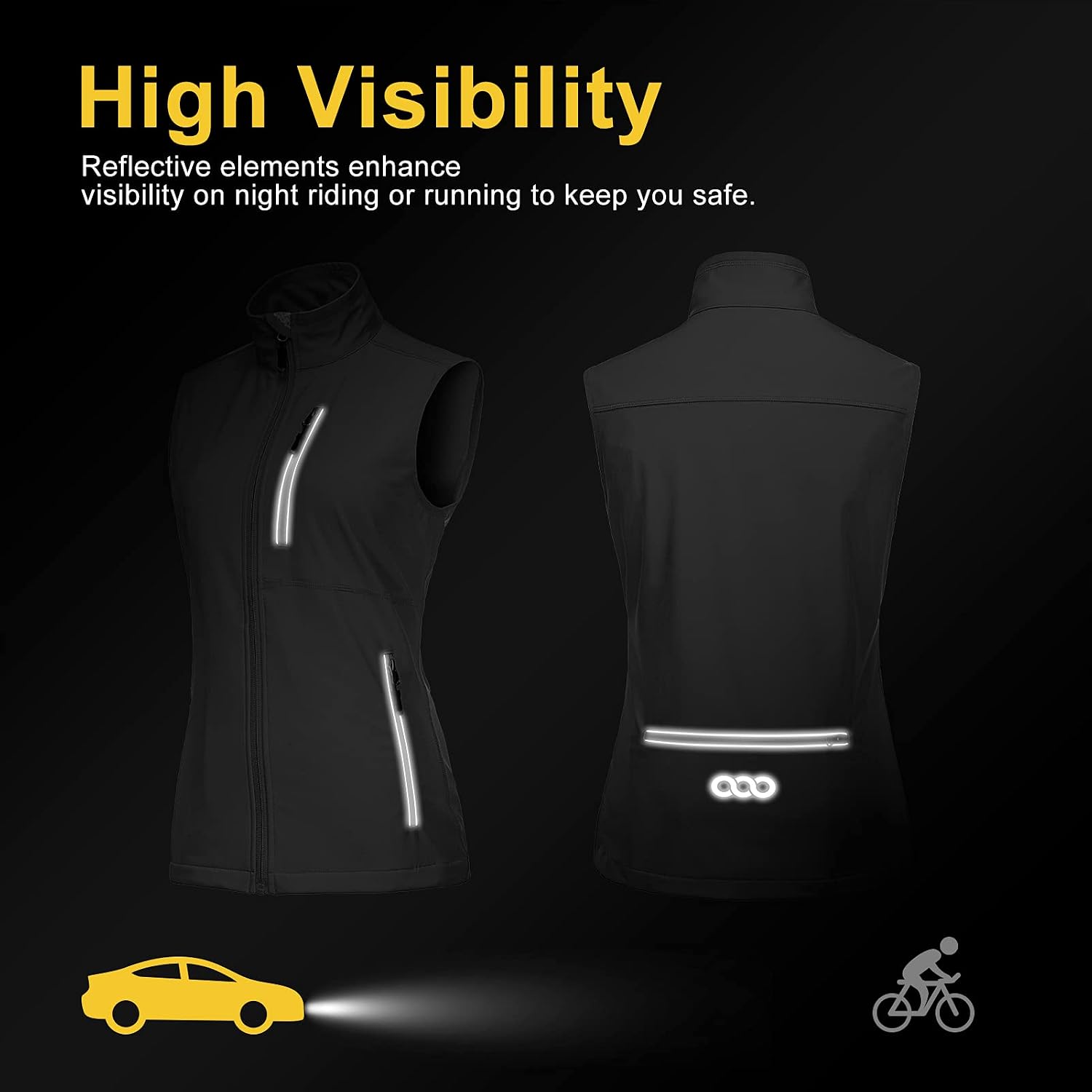 33,000Ft Women'S Lightweight Running Vest Outerwear With Pockets, Windproof Sleeveless Jacket For Golf Hiking Travel