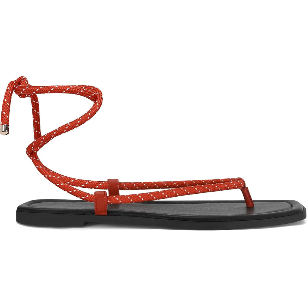 Rope Flat Sandals For Women Strappy Open Toe Thong Sandals Summer Slingback Slip On Slide Sandals With Adjustable Strap
