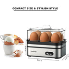 Evoloop Rapid Egg Cooker Electric 6 Eggs Capacity, Soft, Medium, Hard Boiled, Poacher, Omelet Maker Egg Poacher With Auto Shut-Off, BPA Free