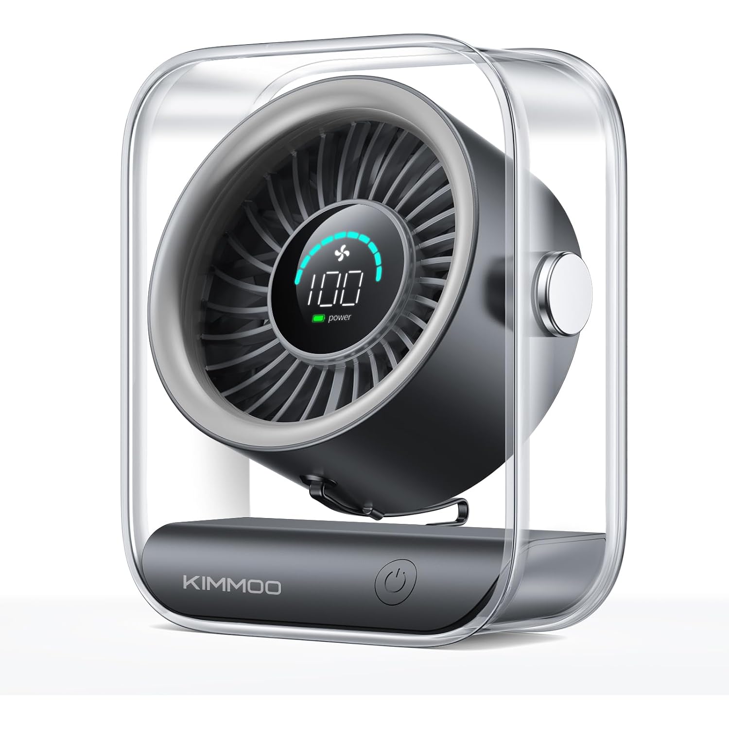 Rechargeable Usb Desk Fan, Quiet Table Fan With Turbo Airflow, 100 Speeds, Digital Display, 90° Rotating, Small Battery Desktop Fans For Bedroom Home Office Travel, Black