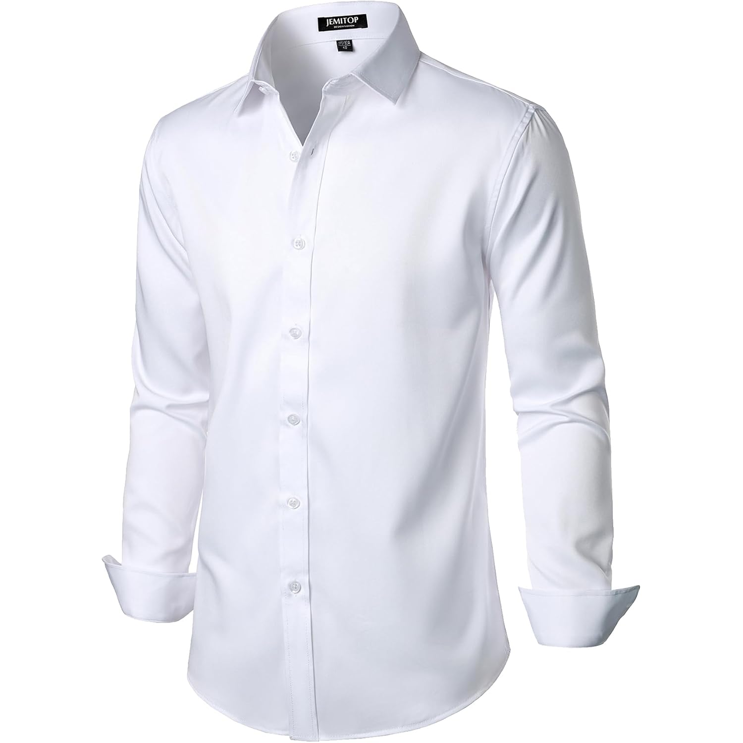 Jemitop Men'S Stretch Wrinkle Free Dress Shirt Formal Prom Wedding Long Sleeve Button Down Shirts