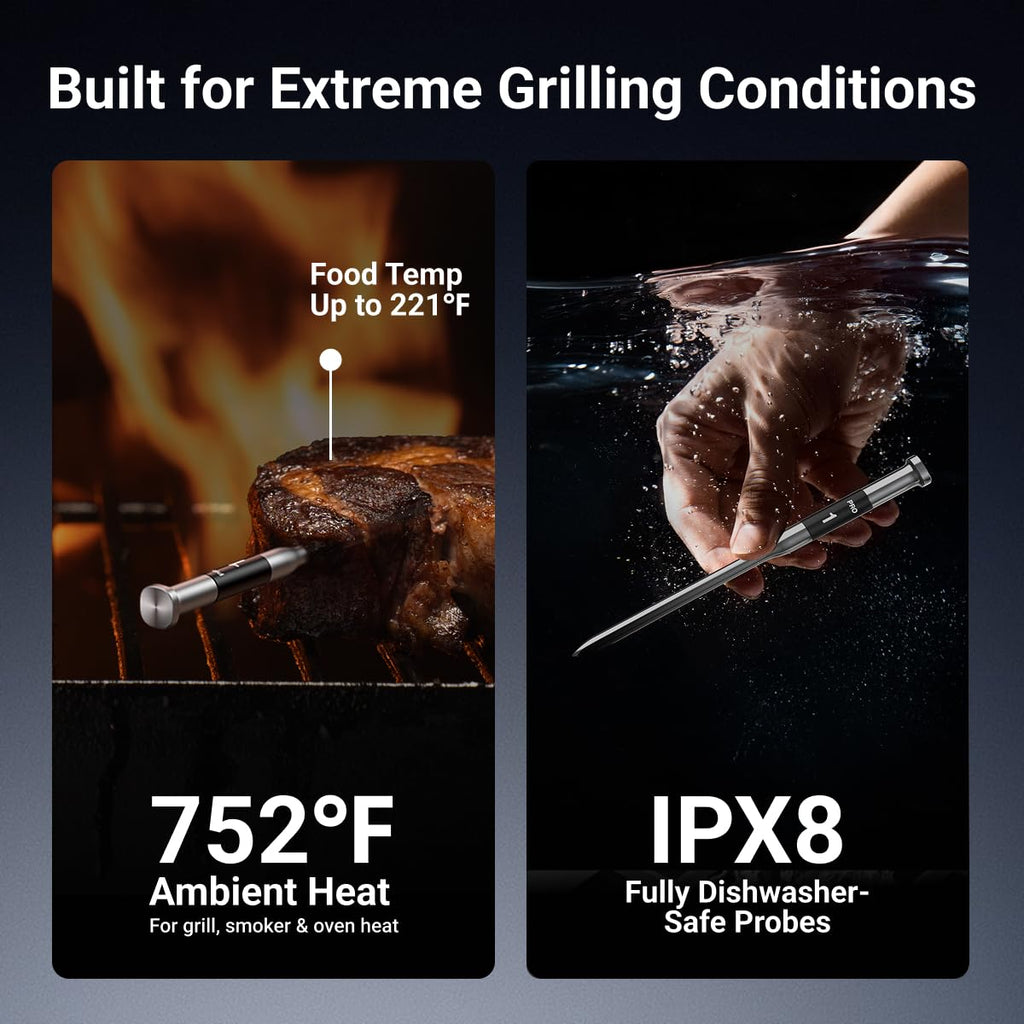 Thermomaven 3000Ft Wireless Meat Thermometer, No App Needed, 2 Probes | Sub-1G Long Range, Digital Smart Base, 6 Sensor Nist Accuracy, Ipx8, Bbq Smoker Grill Oven Brisket Steak Turkey Pork Roast