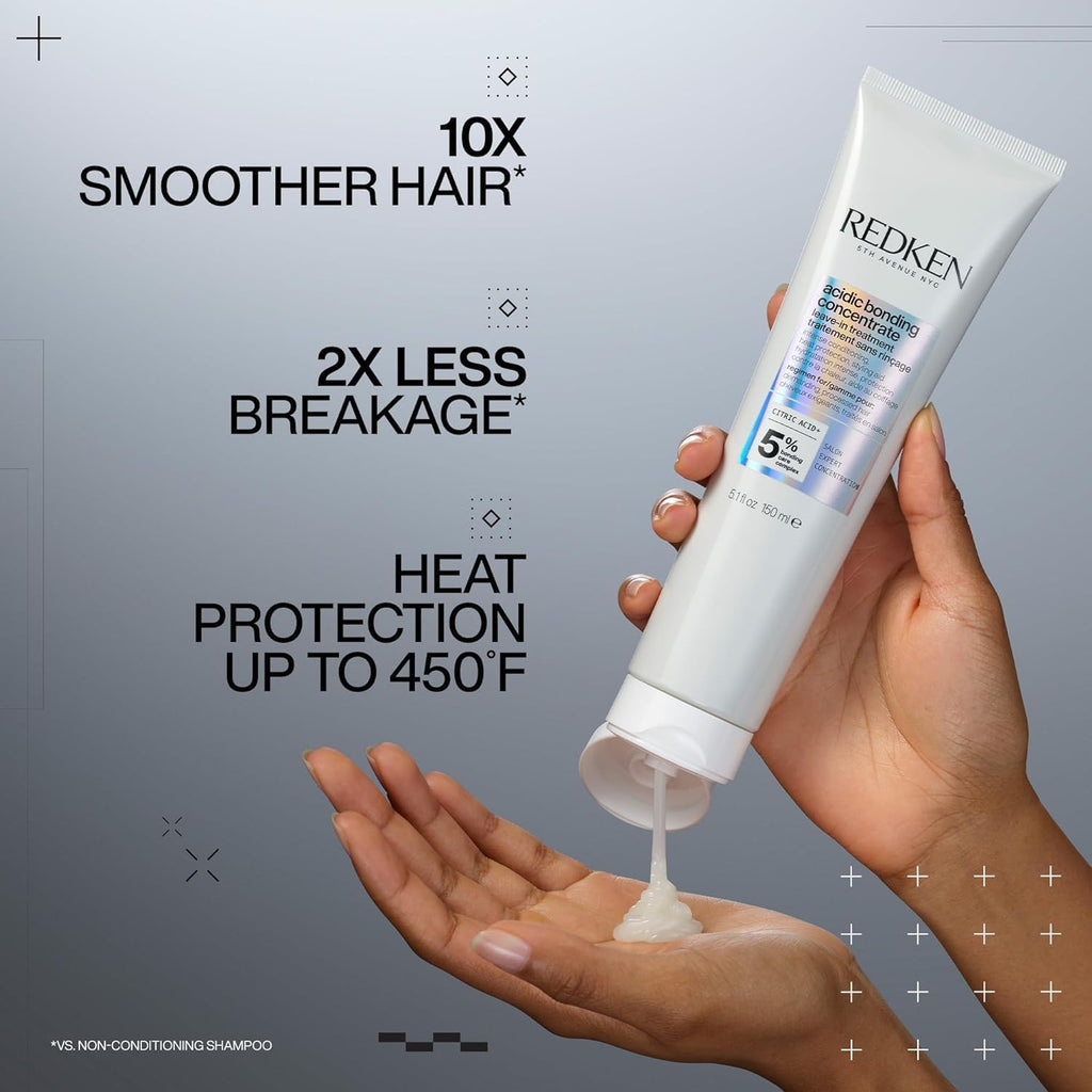 Redken Acidic Bonding Concentrate Shampoo & Conditioner Set For Damaged And All Hair Types - Repair And Strengthen Weak Hair Bonds With Citric Acid, 10.1 Fl Oz