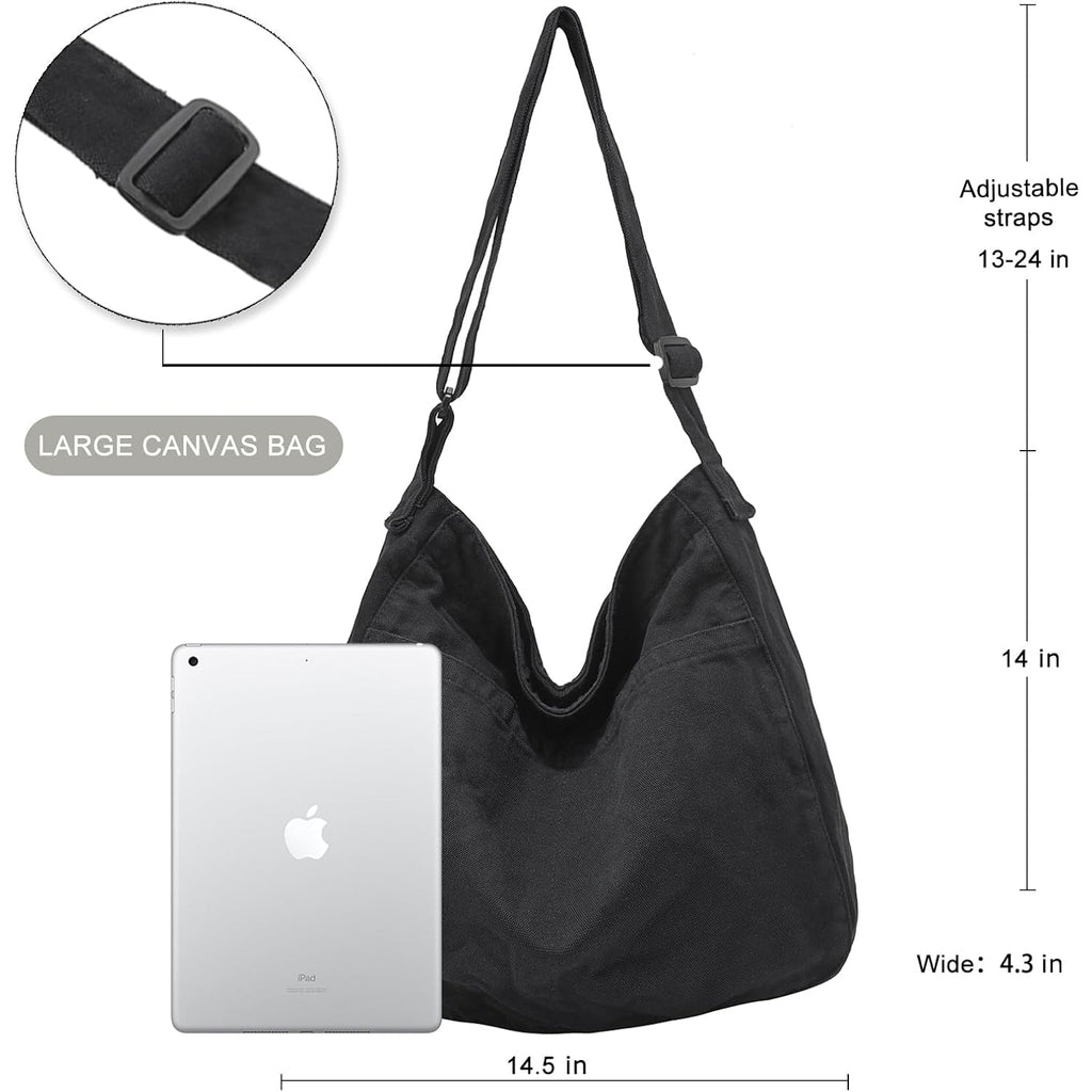 Canvas Tote Bag Casual Hobo Crossbody Shoulder Bag For Women And Men Large Purse Messenger Bag Travel Work