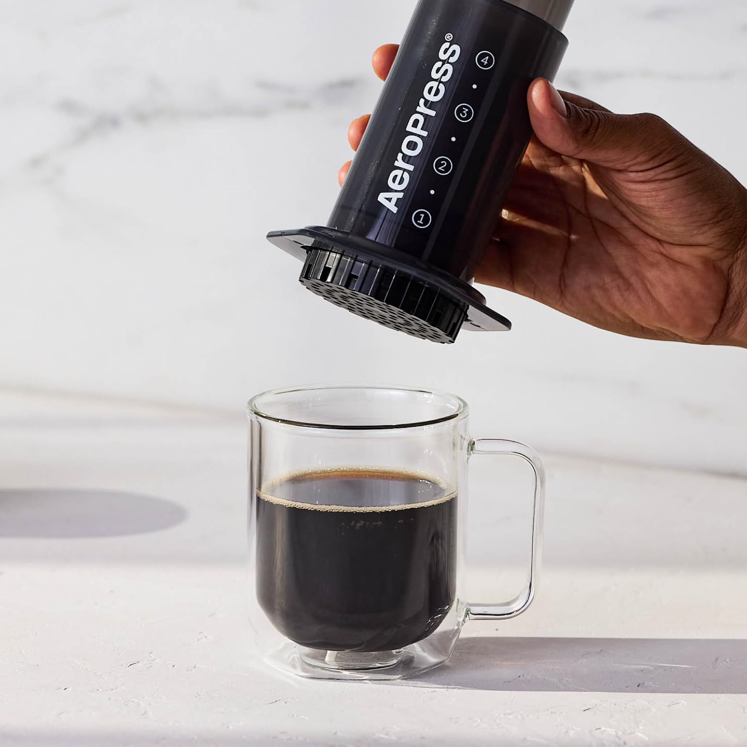 AeroPress Original Coffee Press - All-in-One French Press, Pour-Over & Espresso Style Manual Brewer, 2 Min Brew for Less Bitterness, More Flavor, Small Portable Coffee Maker, Travel & Camping