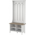Bush Home Salinas Hall Tree With Shoe Storage Bench In Shiplap Gray And Pure White, Multi-Purpose Home Organizer, Entryway Solution With Seating And Hooks