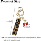 Angyape Cherry Keychain Wristlet Leather Car Keychain for Women Cute Purse Bag Charms Key Fob Holder with Keyrings Gifts