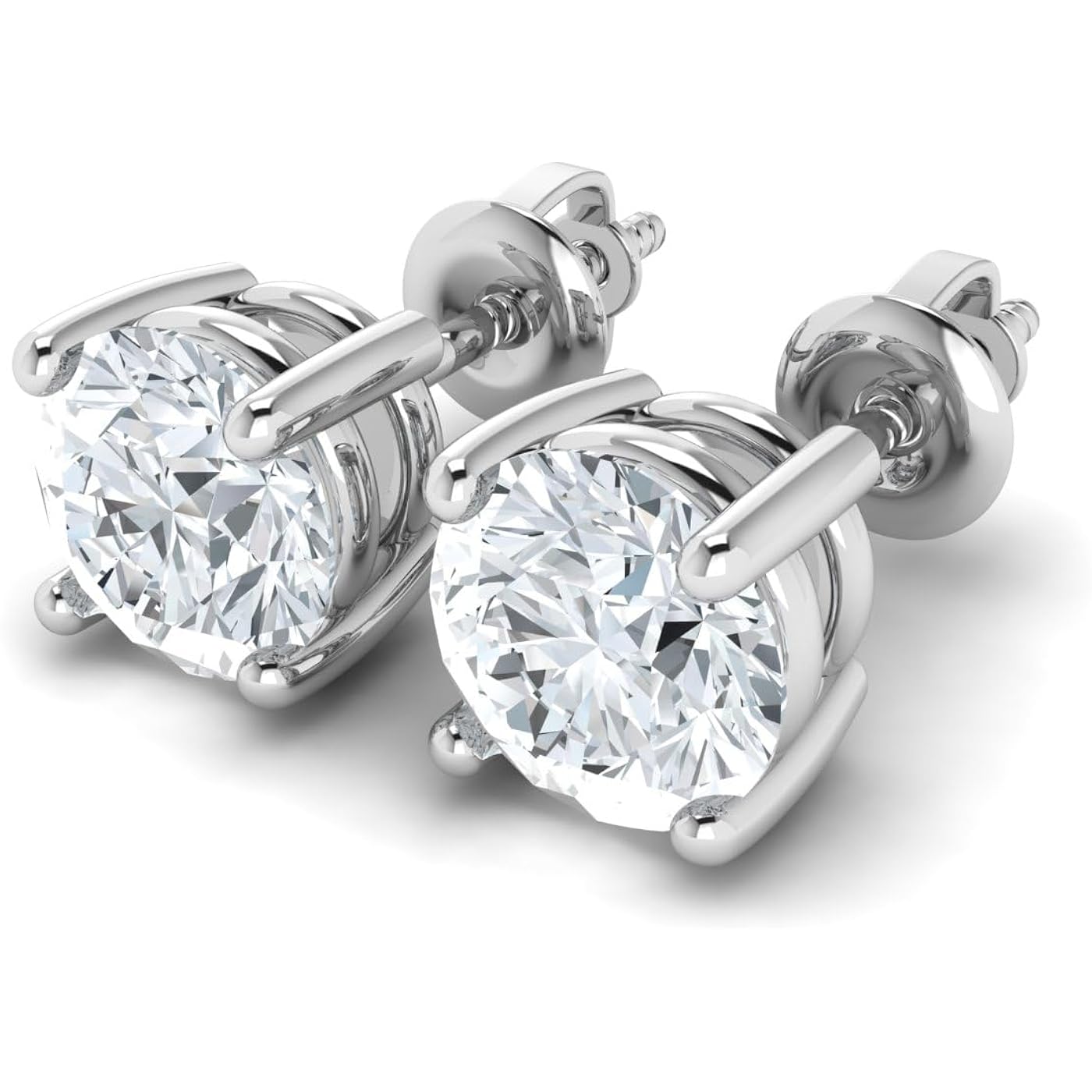 0.50 to 10.00 Carat IGI Certified Lab Grown Round Cut Diamond Studs Earrings 14k White/Yellow Gold 4 Prong Screwback Jewelry Gift Box Packaging (E-F Color, VS1-VS2 Clarity)