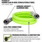 Flexzilla Garden Lead-In Hose, 5/8" X 5', Female/Female 3/4" - 11 1/2 Ght Fittings