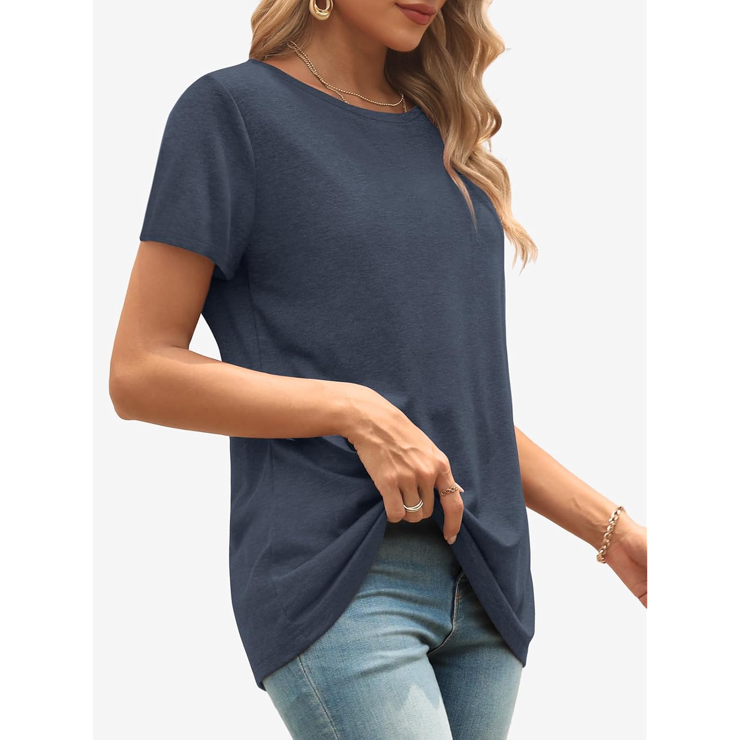 Athmile Womens Soft Basic T Shirt Summer Tops Short Sleeve Crewneck Tees Casual Teachers Cute Work Outfits Everyday Wear