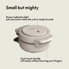 Bella Snack-N-Store Mini Waffle Maker, Evergood™ Ceramic Nonstick Coating, Cord Wrap, Ready Indicator Light & Cool Touch Handles, Stackable Design & Customizable Plates, 350 Watt, Oatmilk