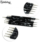 5Pcs Dotting Tools Nail Art Double-Ended Nail Dotting Tool Embossing Stylus Manicure Tools Nail Design, Painting, Sculpting & DIY Decorations Nail Art Tool (Black)