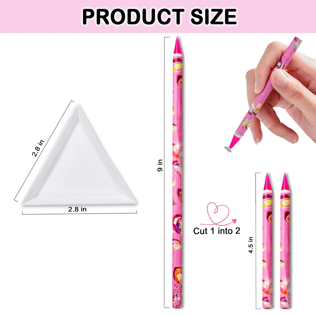 Haozher 8 Pcs Rhinestone Picker Tool Kit, Self-Adhesive Wax Pencil for Rhinestones and Diamond Painting, Gem Picker Tool Dotting Tools for Nail Art, 4 Wax Pen and 4 Rhinestone Trays rhinestone tools