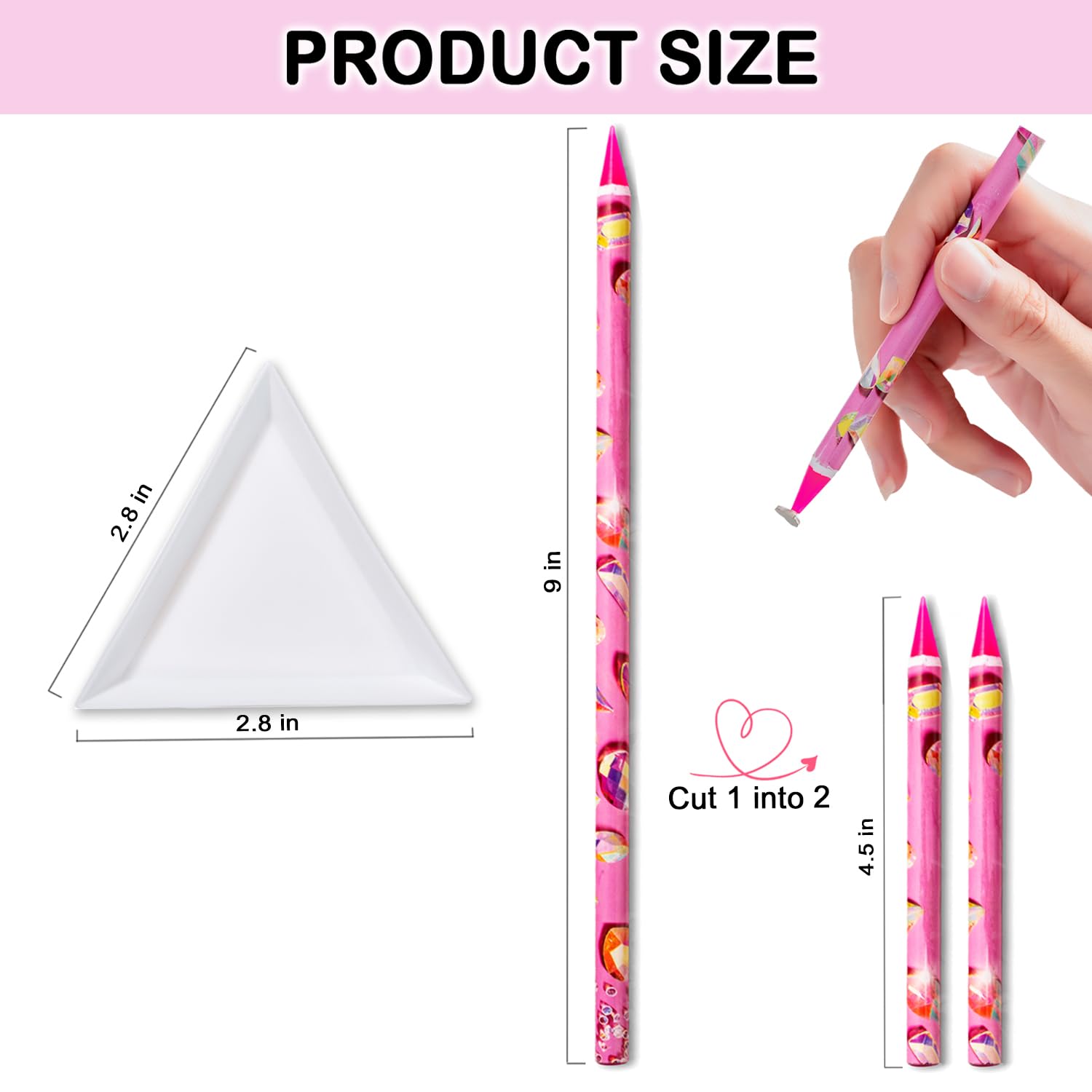 Haozher 8 Pcs Rhinestone Picker Tool Kit, Self-Adhesive Wax Pencil for Rhinestones and Diamond Painting, Gem Picker Tool Dotting Tools for Nail Art, 4 Wax Pen and 4 Rhinestone Trays rhinestone tools