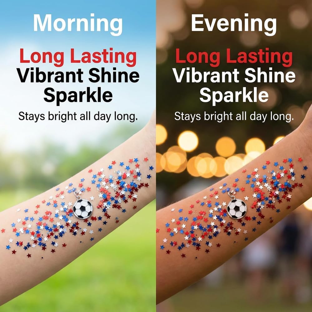 4Th Of July Outfits For Women,Patriotic Red White And Blue Body Glitter Stick,Sparkling Face Hair Glitter,American Flag Makeup For Independence Day Anniversary (2Pc)
