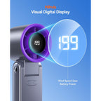 Portable Handheld Turbo Fan, 199 Gear Speed, 24 Hs Cooling Time, 5500Mah Rechargeable Mini Personal Hand Fan, Foldable Design, Travel Essentials, Beach Vacation, Gifts For Women, Men,Grey Purple