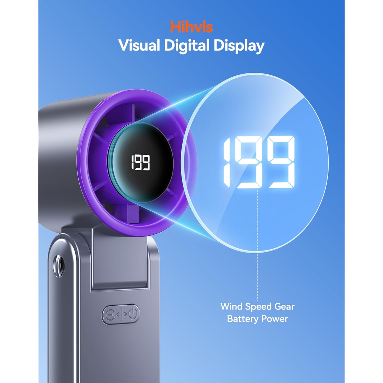 Portable Handheld Turbo Fan, 199 Gear Speed, 24 Hs Cooling Time, 5500Mah Rechargeable Mini Personal Hand Fan, Foldable Design, Travel Essentials, Beach Vacation, Gifts For Women, Men,Grey Purple