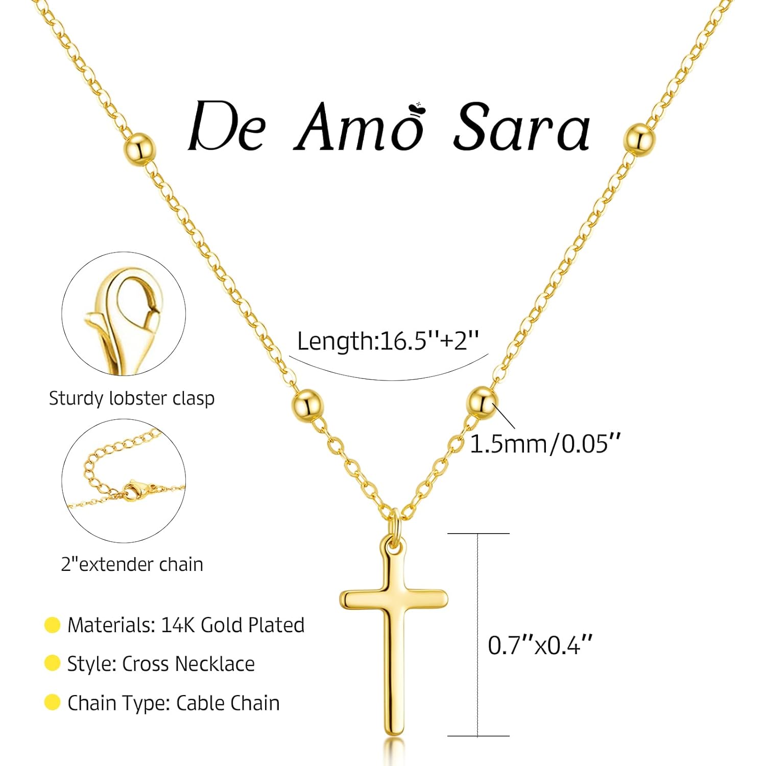 Cross Necklace for Women, Dainty 14K Gold Plated Cross Pendant Simple Long Necklaces for Women, Christian Faith Necklace Trendy Gold Jewelry Gifts for Easter