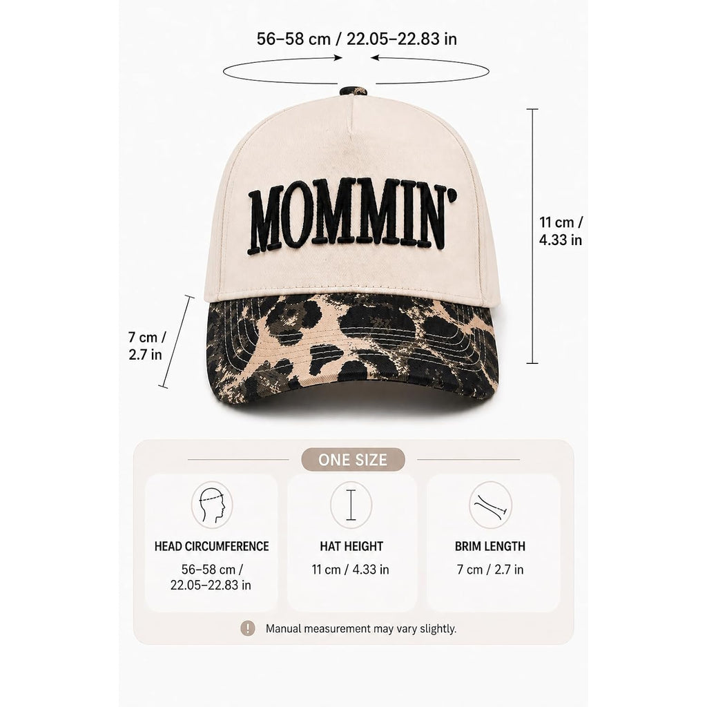 Mommin Trucker Hat for Women, Adjustable Embroidered Mom Baseball Cap -Christmas Mothers Day Birthday Gifts for Mom & Wife Mommin Leopard-01