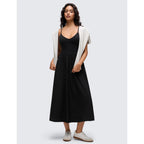 Crz Yoga V Neck Maxi Casual Tank Dress | Removable Pads, Flowy, Side Pockets, Adjustable Straps, Travel, Sleeveless, Outfits For Women