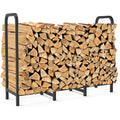 4Ft Firewood Rack Holder, Adjustable Heavy Duty Fire Log Stacker Stand For Fireplace, Outdoor Indoor Metal Wood Pile Storage Organizer, Patio Logs Stand Tool, Black