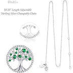 Mothers Day Jewelry Birthday Gifts for Wife Mom May June July Birthstones Necklace Tree of Life Jewelry Emerald Pearl Ruby and More Stones Jewelry for Women 925 Sterling Silver