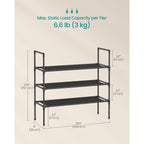 Songmics 3-Tier Shoe Rack, Shoe Storage For Hallway Closet, Slim And Space-Saving, Metal Frame, Non-Woven Fabric Shelves, Black Ulsh043Bh01