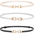 WERFORU Women Classic Leather Belt With Square Gold Silver Buckle For Jeans Pants