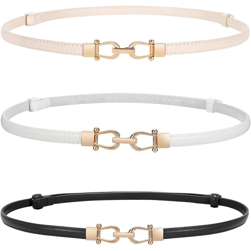 WERFORU Women Classic Leather Belt With Square Gold Silver Buckle For Jeans Pants