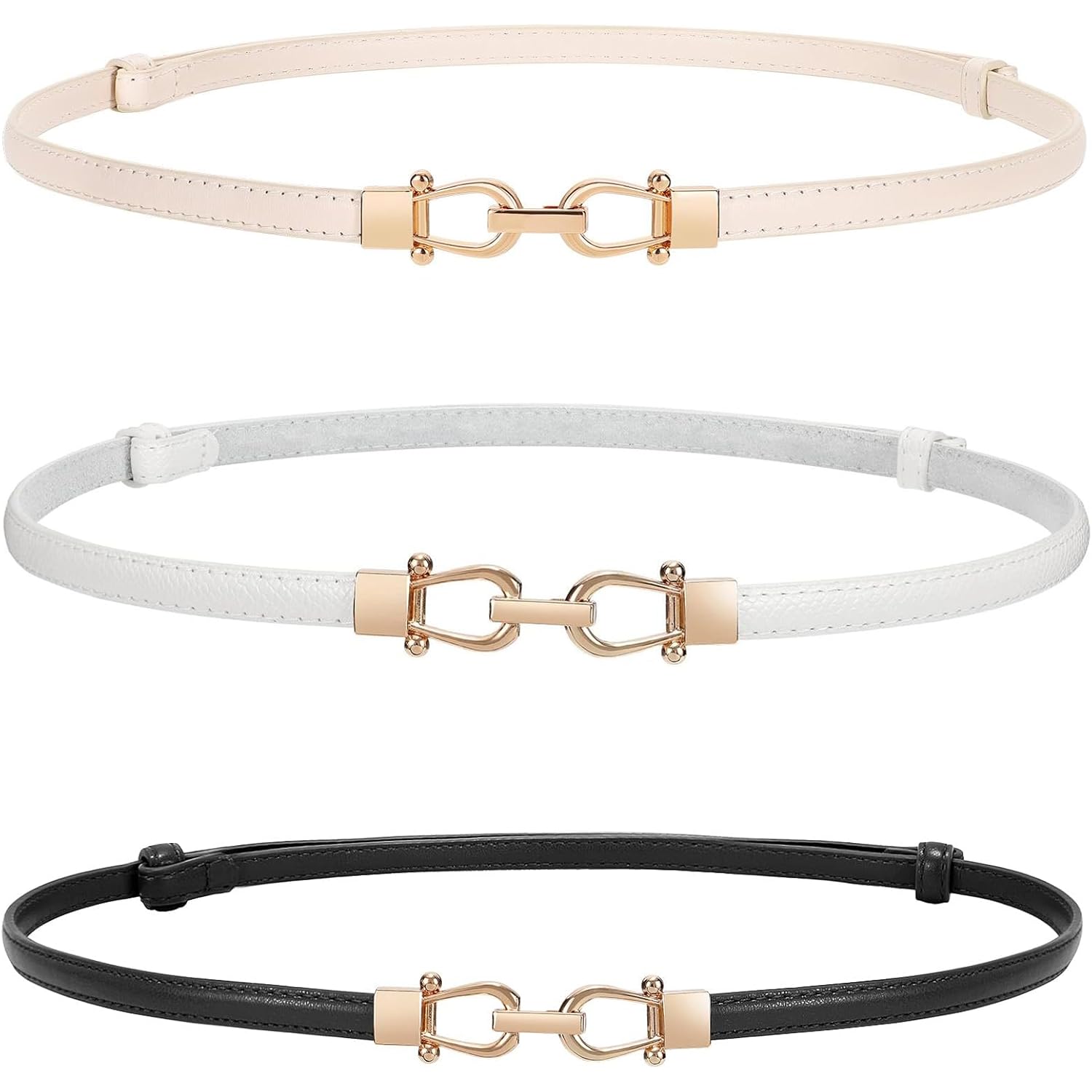 WERFORU Women Classic Leather Belt With Square Gold Silver Buckle For Jeans Pants