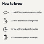 Amazon Basics French Coffee Press, 34 Oz., Borosilicate Glass, Bpa-Free, Triple Filtration System, Dishwasher-Safe Parts