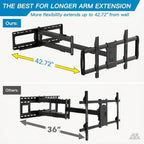 Perlesmith Long Arm Tv Wall Mount For 42-90 Inch Tvs, Full Motion Tv Mount With 42.72 Inch Extension Articulating Arm Swivel And Tilt, Max Vesa 800X400Mm, Holds Up To 150 Lbs, 16”,18”, 24” Studs