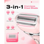 Electric Razor for Women Rechargeable Wet Dry Electric Shaver for Women, Waterproof Lady Shaver for Legs Arm Underarm Bikini Public Body Razor with One Extra Foil Blade